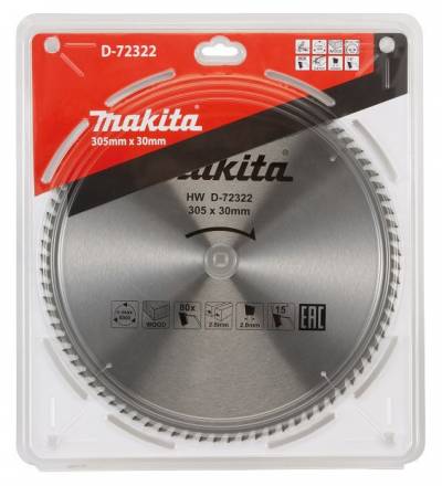 Диск пильный для дерева Makita, 305x30х2, 80 зубьев (D-72322)