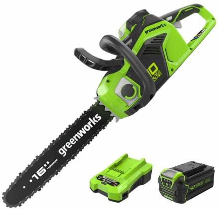 Пила цепная аккумуляторная Greenworks GD40CS18K2, 40см, 40v (1x 2Ач, ЗУ) (2005807UA)