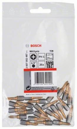 Набор Bosch из 25 бит 25 мм PH1 TIN (2.607.002.487)