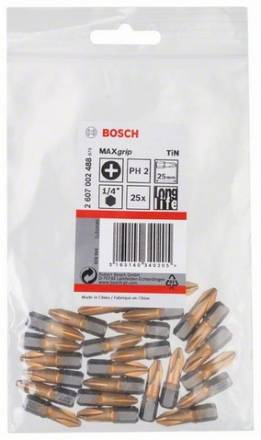 Набор Bosch из 25 бит 25 мм PH2 TIN (2.607.002.488)