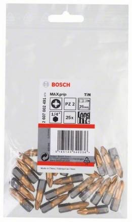 Набор Bosch из 25 бит 25 мм PZ2 TIN (2.607.002.491)