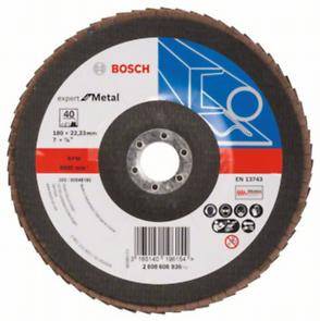Лепестковый тарельчатый круг, Expert for Metal, BOSCH, 180 мм, P-40, изогнутый (2.608.606.936)