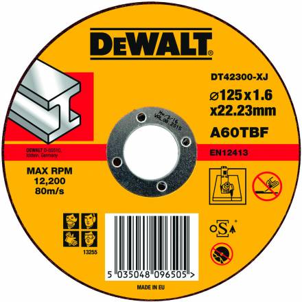 Отрезной круг по металлу DeWALT DT 42300, 125 x 22.2 x 1,6 мм (плоский)