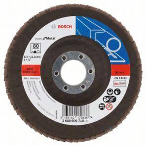 Лепестковый тарельчатый круг, Expert for Metal, BOSCH, 125 мм, P-80, изогнутый (2.608.606.718)