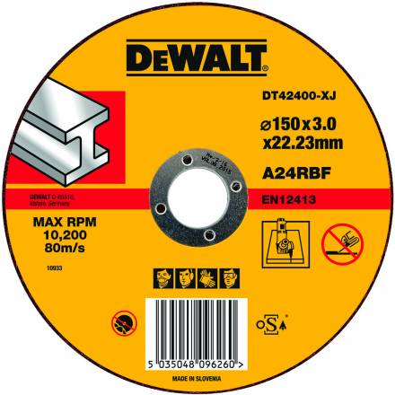 Отрезной круг по металлу DeWALT DT 42400, 150 x 22.2 x 3 мм (плоский)