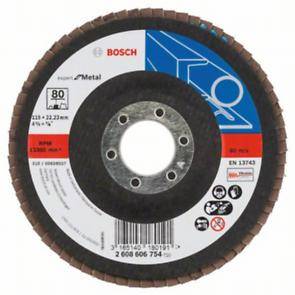 Лепестковый тарельчатый круг, Expert for Metal, BOSCH, 115 мм, P-80, изогнутый (2.608.606.754)