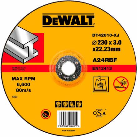 Отрезной круг по металлу DeWALT DT 42610, 230 x 22.2 x 3 мм (вогнутый)