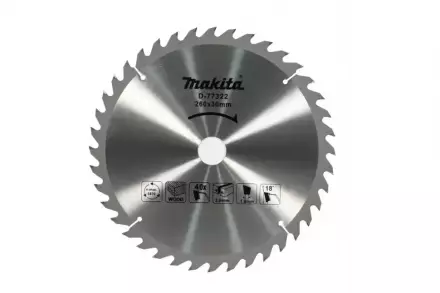 Диск пильный для дерева Makita, 260x30х1,8 40 зубьев (D-77322)