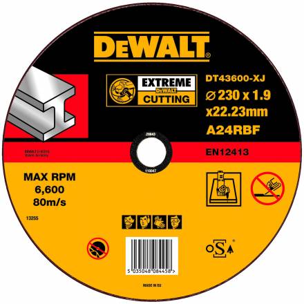 Отрезной круг по металлу DeWALT EXTREME DT 43600, 230 x 22.2 x 1,9 мм (плоский)