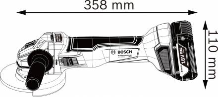 Аккумуляторная угловая шлифмашина 125мм Bosch GWS 18V-10  18В, 2*АКБ 5Ач, в кейсе (0.601.9J4.004)