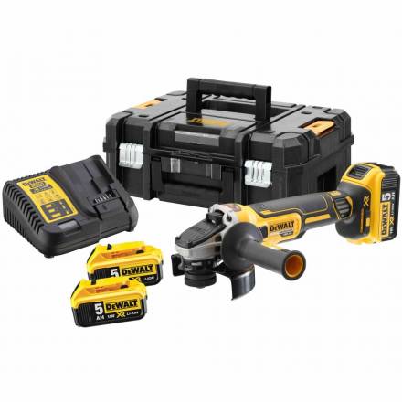 Аккумуляторная угловая шлифмашина 125мм Dewalt DCG405P3 18В, 3* 5Ач, ЗУ