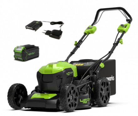 Аккумуляторная газонокосилка 46см,  40V, самоходная GreenWorks GD40LM46SP (1х4Ач, ЗУ) (2506807UB)