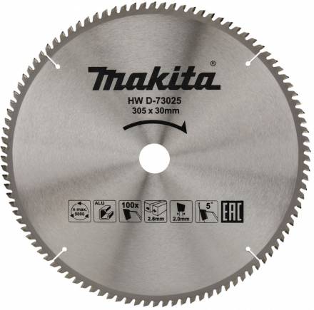 Диск пильный для алюминия Makita, 305x30х2, 100 зубьев (D-73025)