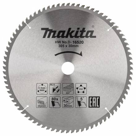 Диск пильный для алюминия Makita, 305x30х2.2, 80 зубьев (D-16520)