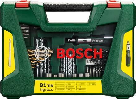 Набор сверл и насадок-бит Bosch V-Line Titanium с отверткой с трещоткой из 91 шт (2.607.017.195)