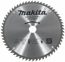 Диск пильный для дерева Makita, 260x30х1,8 60 зубьев (D-65383)