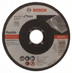 Диск отрезной BOSCH Standard for Inox Rapido, 115х1х22 прямой, для нерж. стали (2.608.603.169)